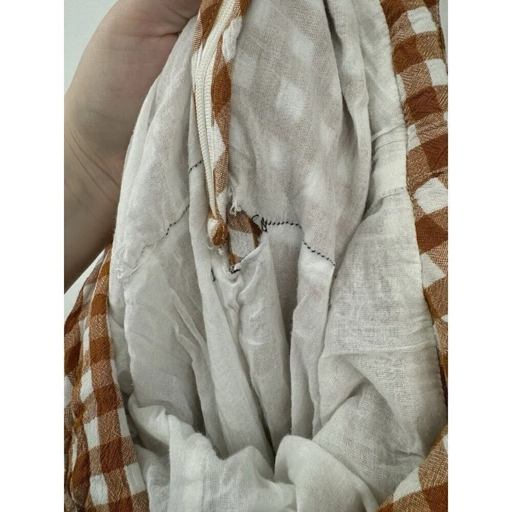 Saylor Jumpsuit Women Medium Orange White Bohemian Wide Leg Western Gingham RTR - Picture 7 of 15